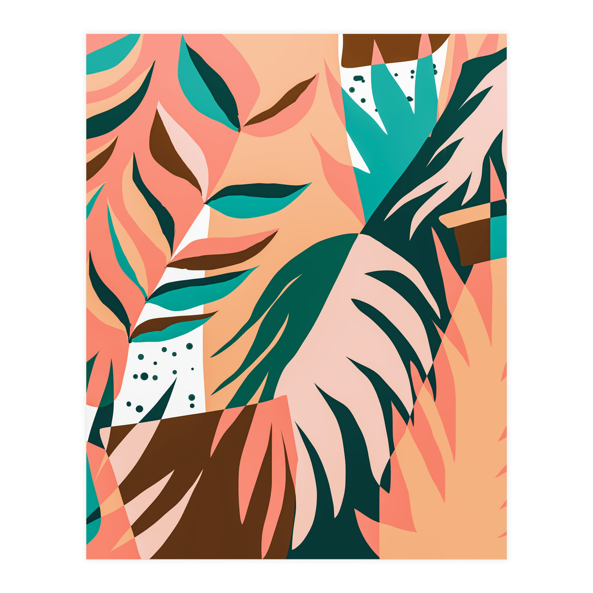 Watching The Leaves Turn, Tropical Autumn Colorful Eclectic Abstract Palm Nature Boho Graphic Design (Print Only)