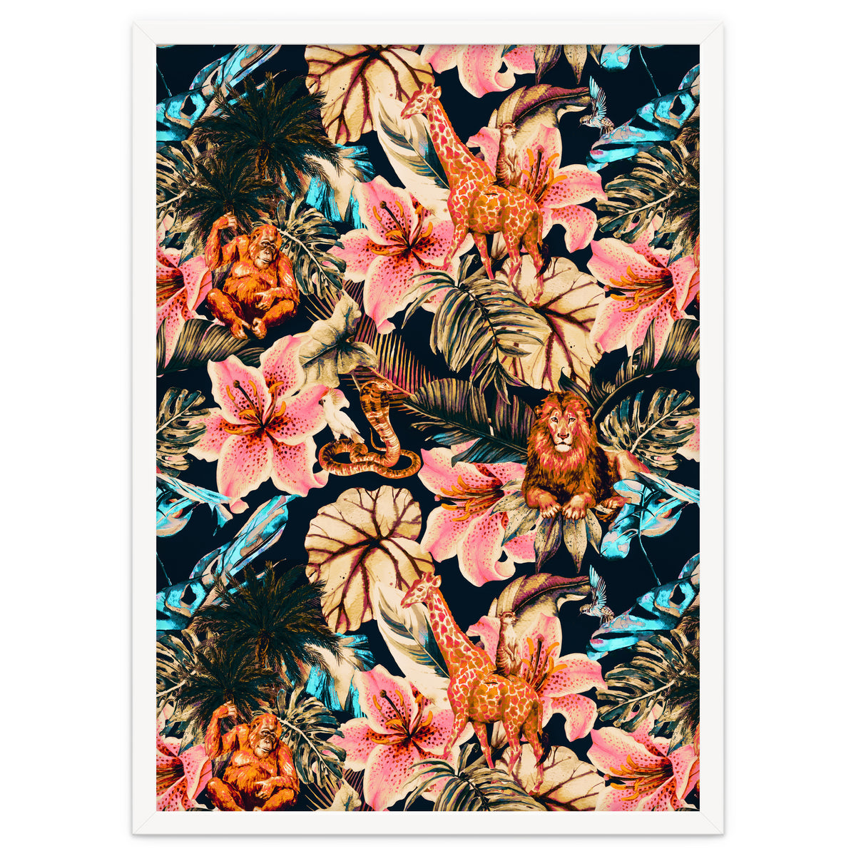 Wild animals in the dark of the jungle 02