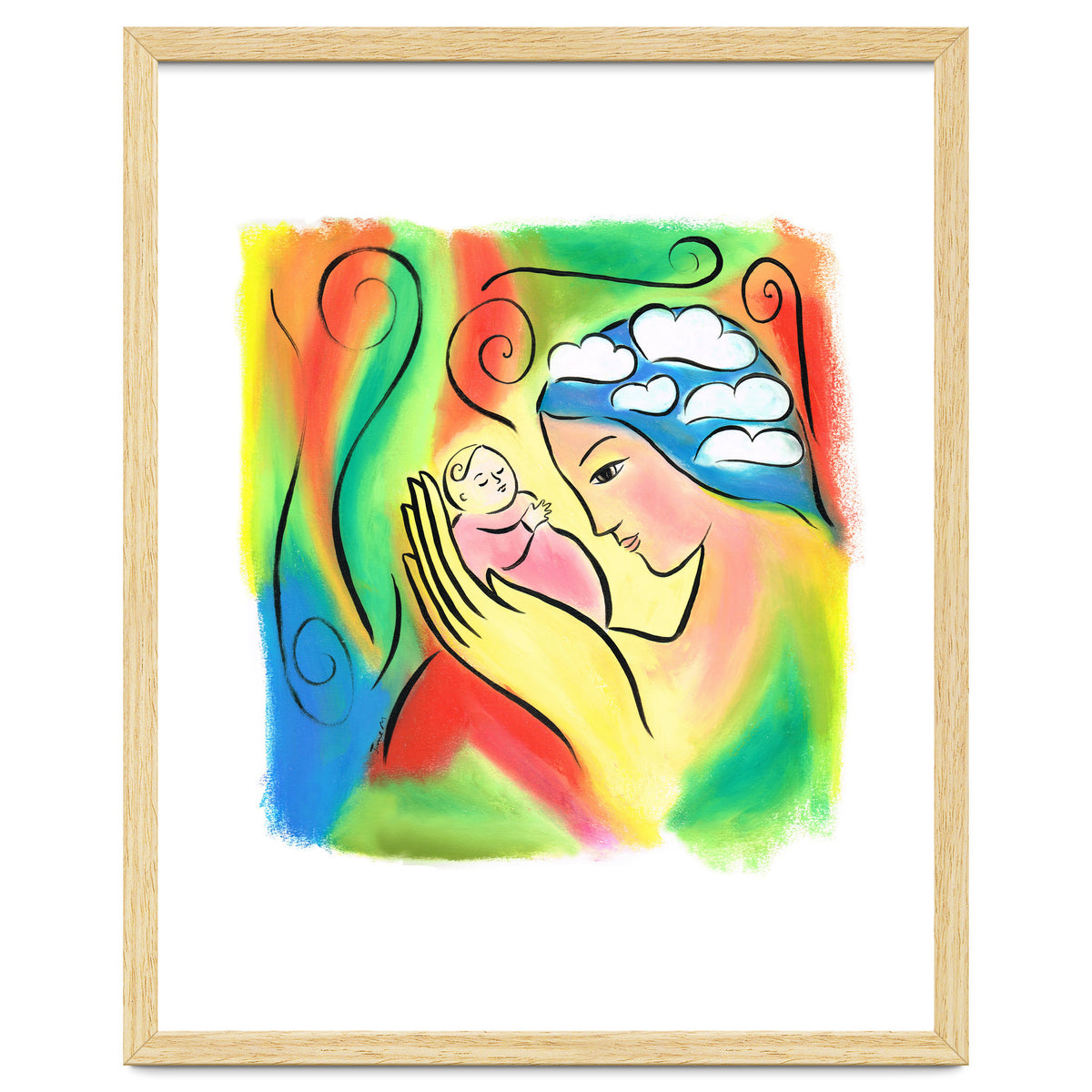 Woman And Baby With Clouds