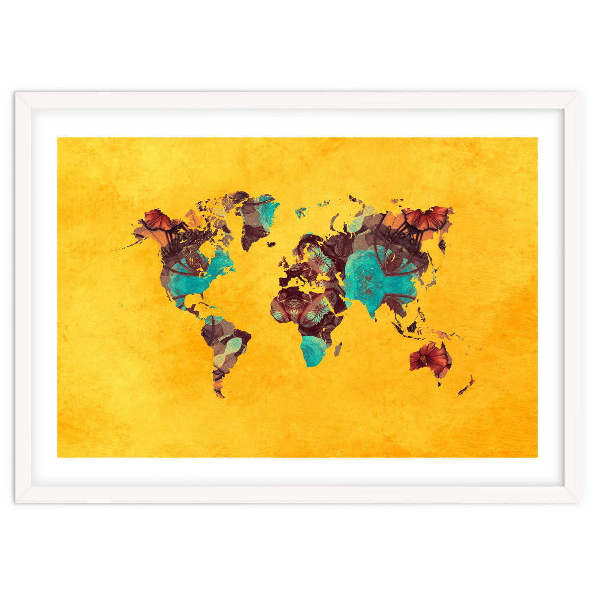 world map yellow art