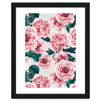 Pattern pink vintage peonies