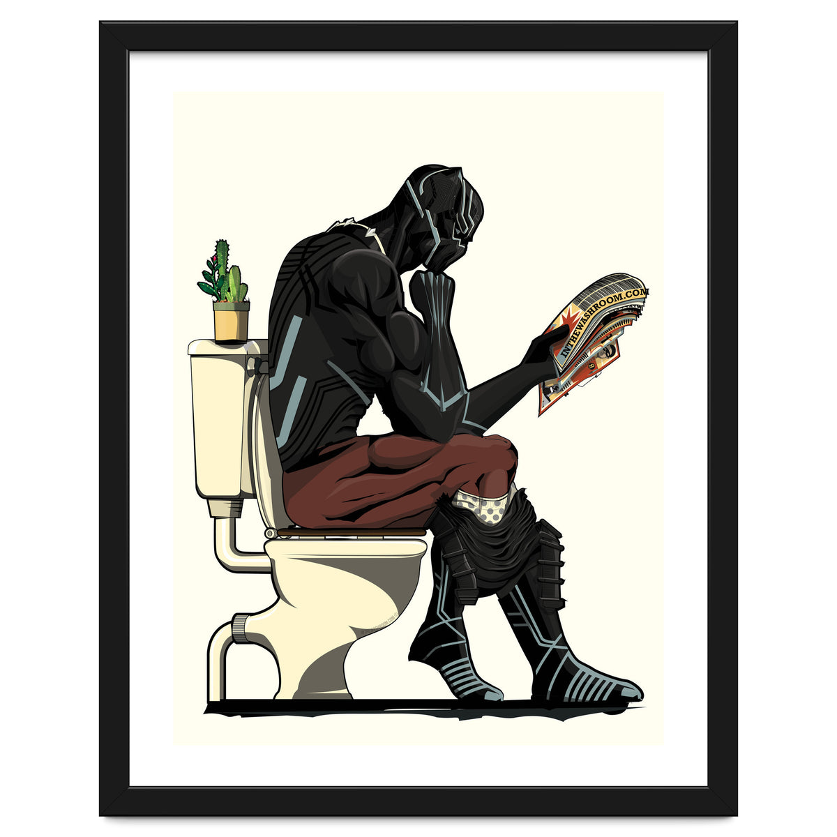 Black Panther on the Toilet, funny bathroom humour