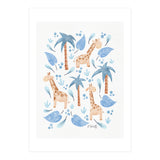 Jungle Giraffes | Blue (Print Only) thumbnail