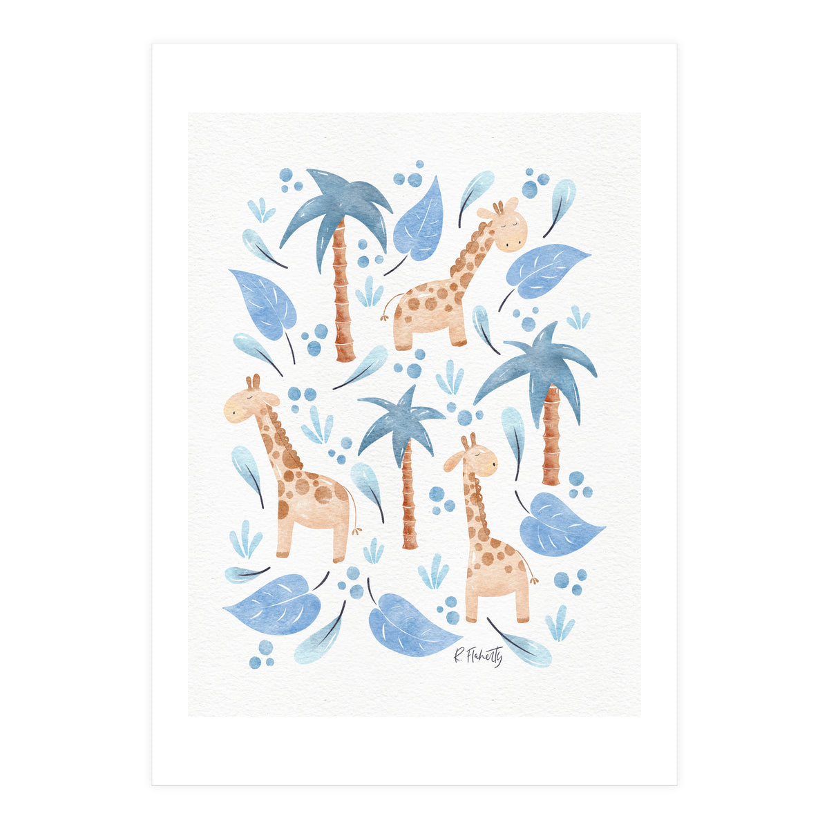 Jungle Giraffes | Blue (Print Only)