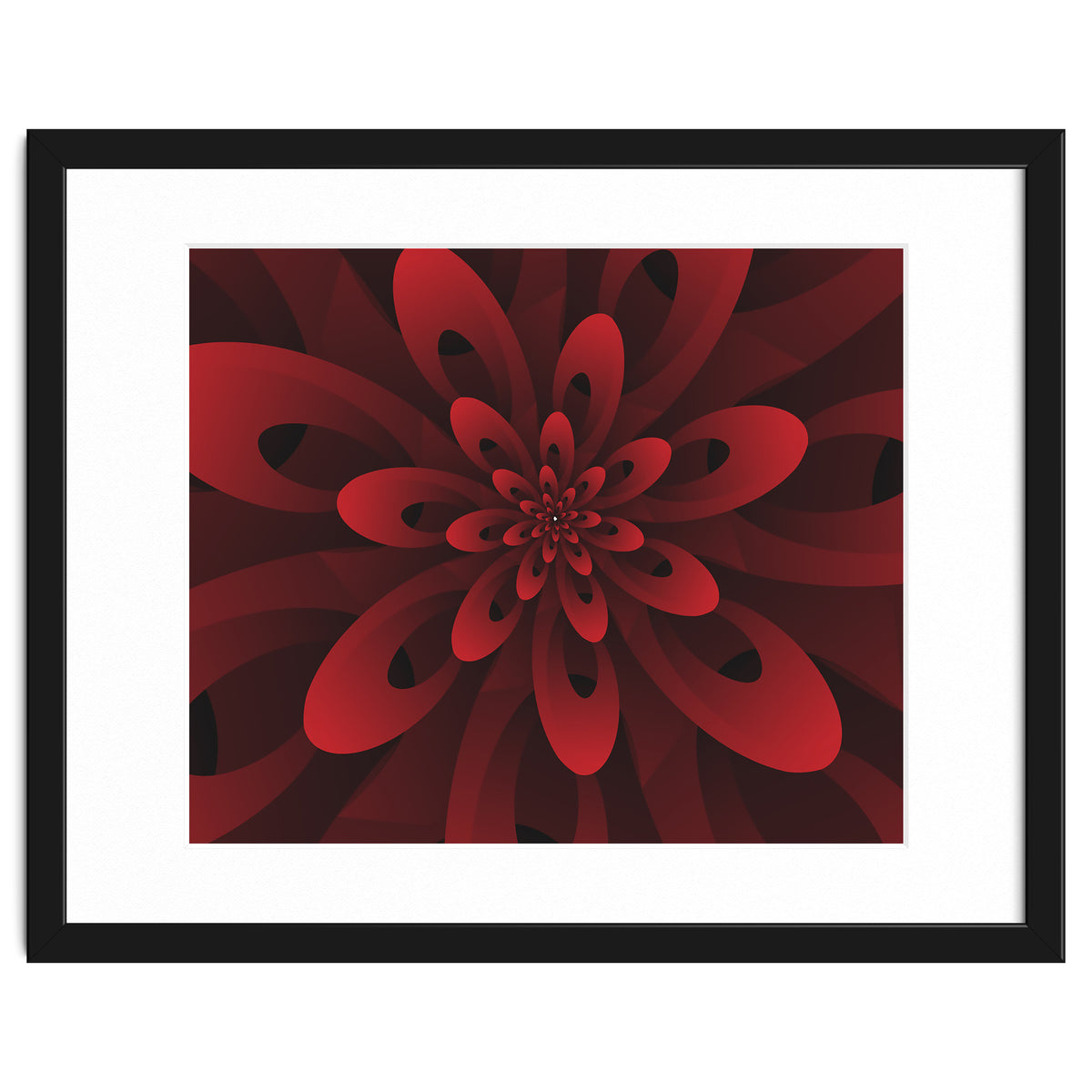 Abstract Digital Modern Red Floral 3D ART