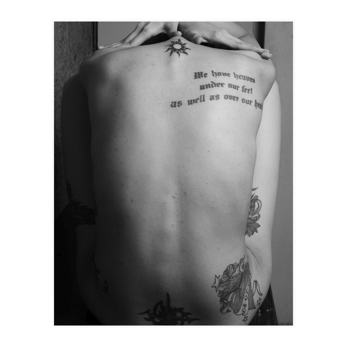 Naked body with saying as tattoo (Print Only)