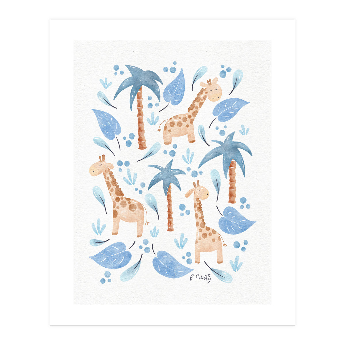 Jungle Giraffes | Blue (Print Only)