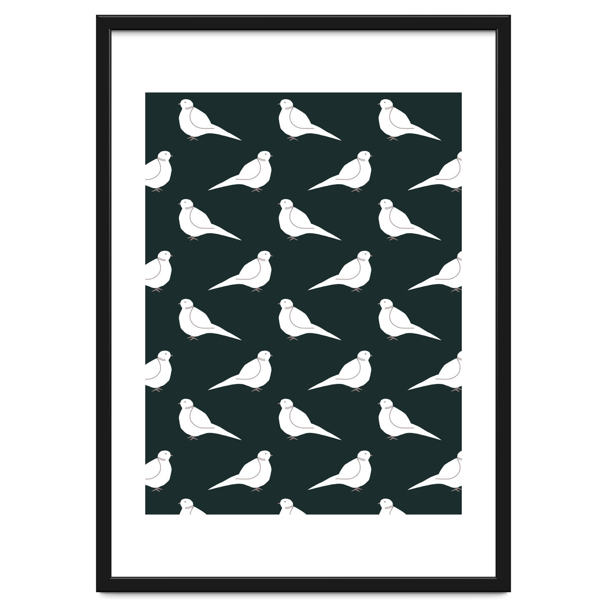 White Bird Pattern On Black