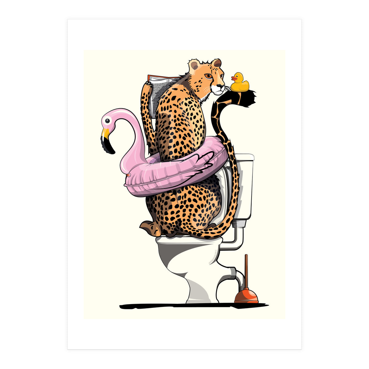 Cheetah on the Toilet, Funny Bathroom Humour (Print Only)