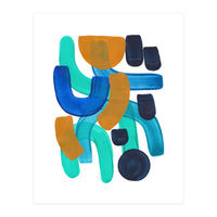 Fun Colorful Blue Turquoise Shape Yellow Accent (Print Only)
