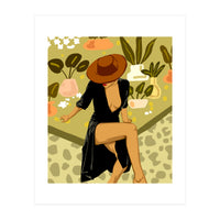 Make it Worth Their While, High Fashion Brown Woman Illustration, Plant Lady Little Black Dress (Print Only)