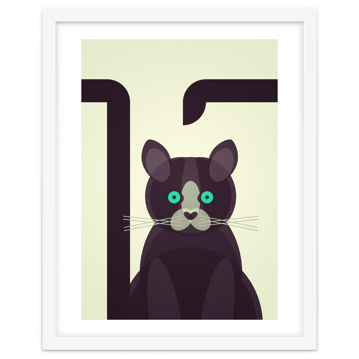 Mid Century Geometric Black Cat