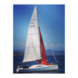 Sailing yacht with white and red sails (Print Only) thumbnail