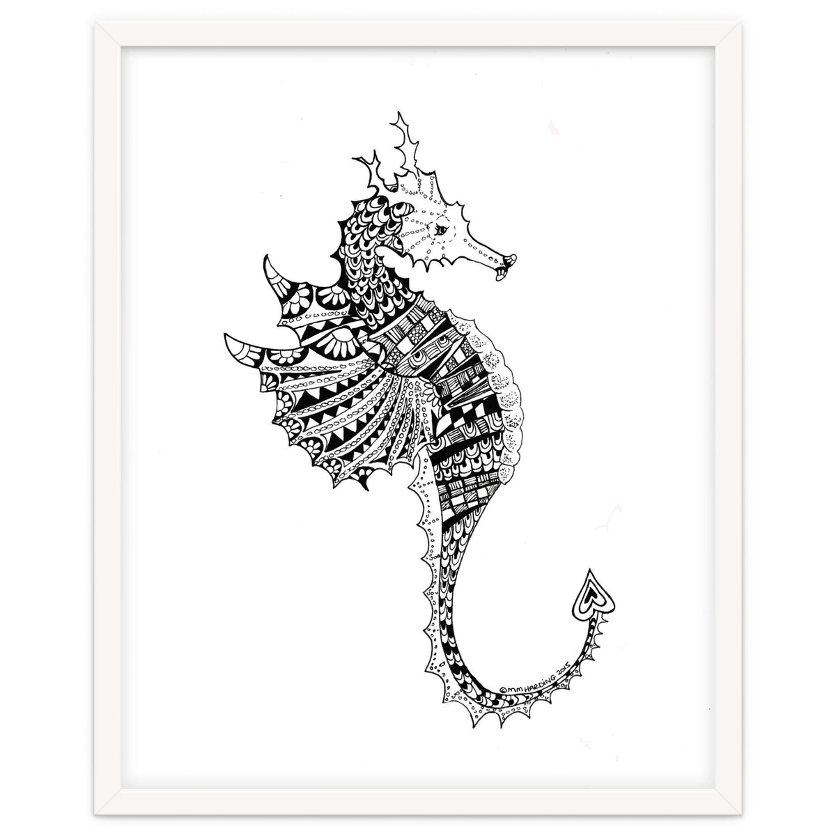 Seahorse Dragon Zen Doodle