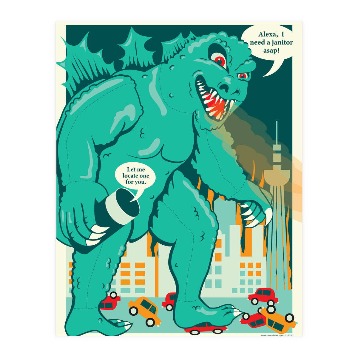 Godzilla vs Alexa (Print Only)