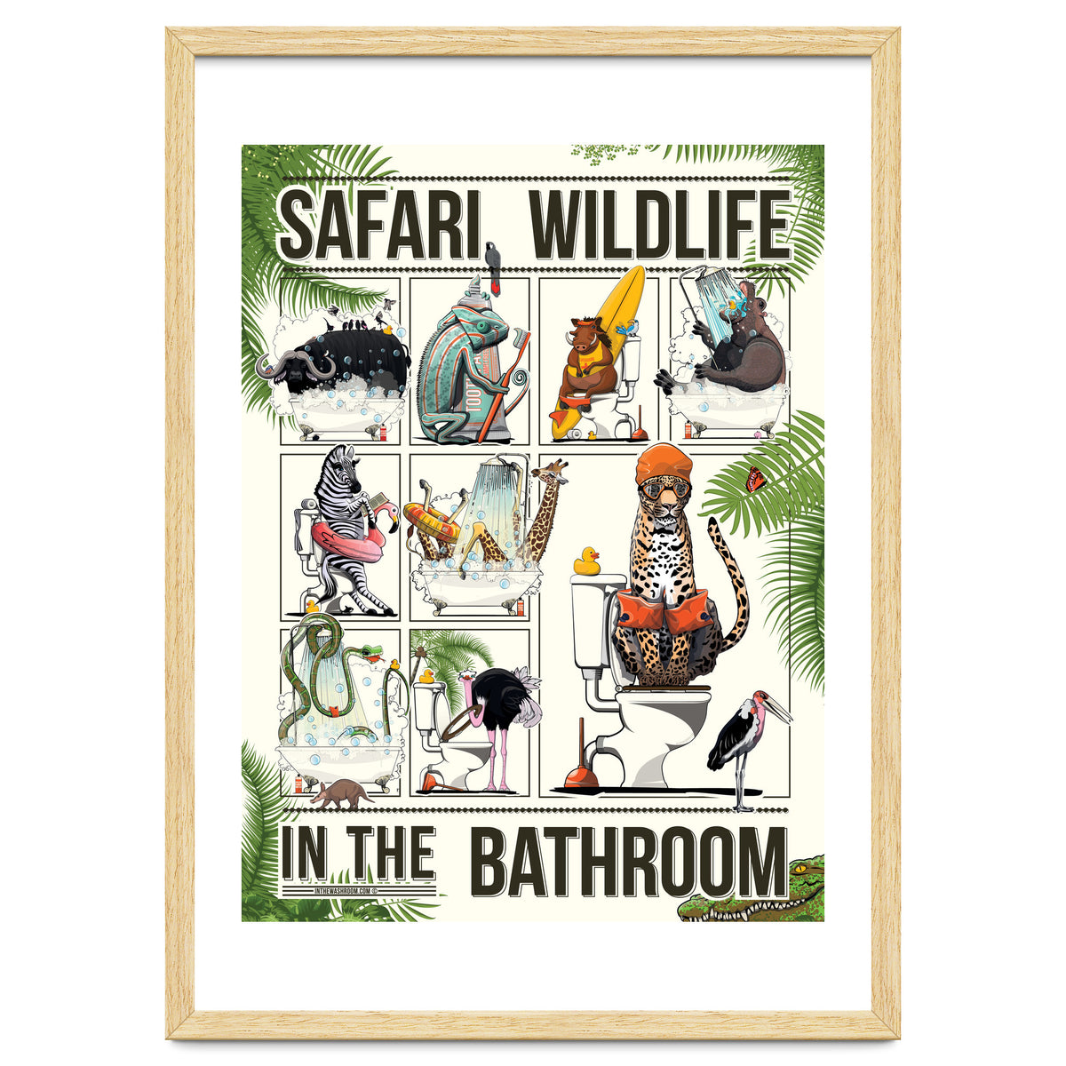 Safari Animals in the Bathroom, funny toilet humour