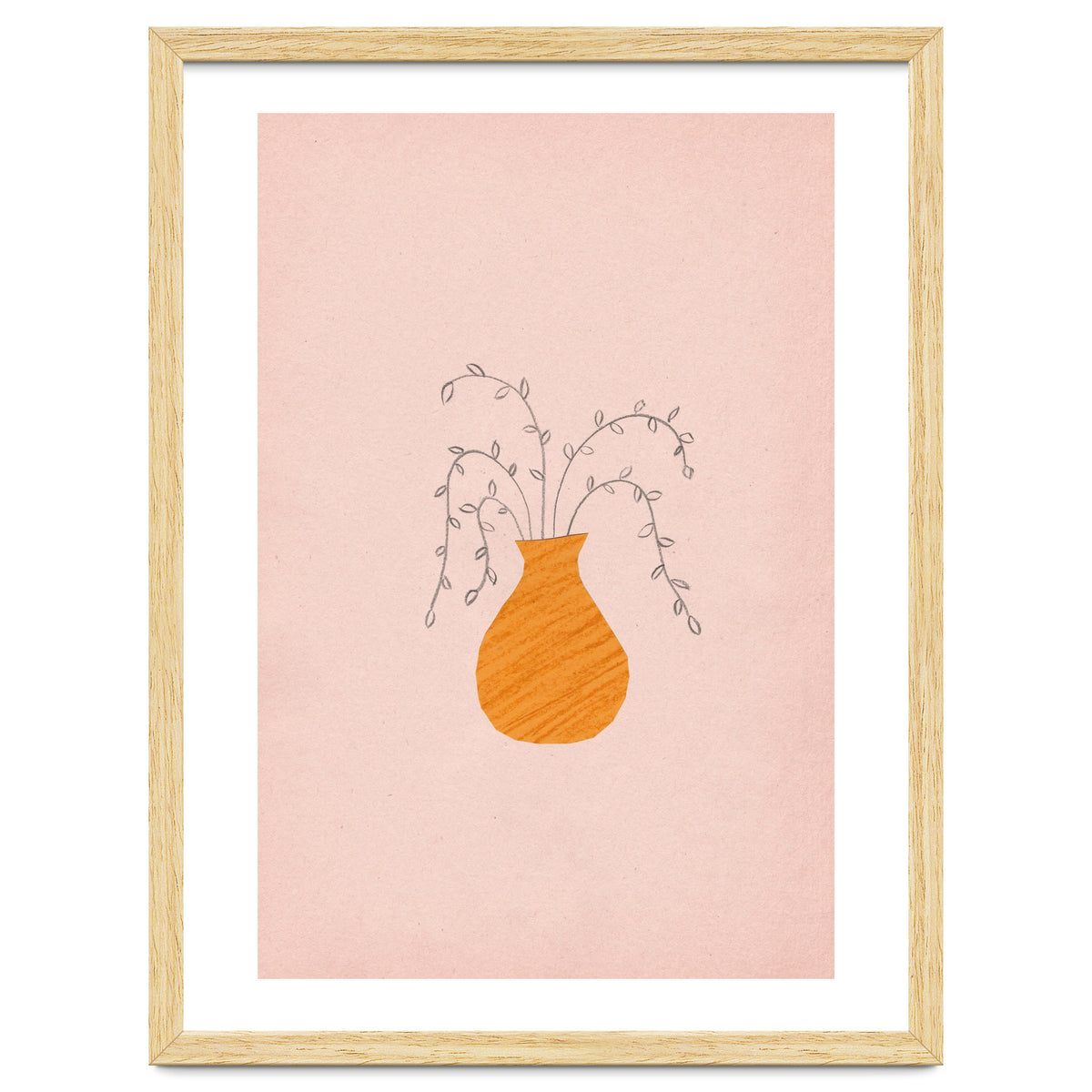 Pink and orange vase and plants