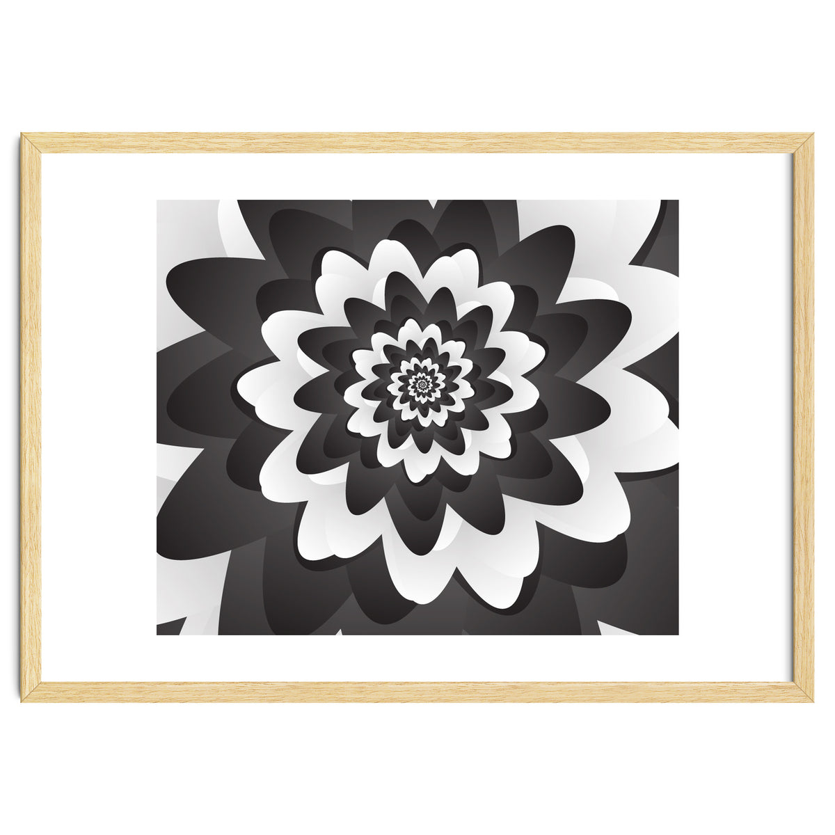 Mono Chrome Flower Spiral Pattern