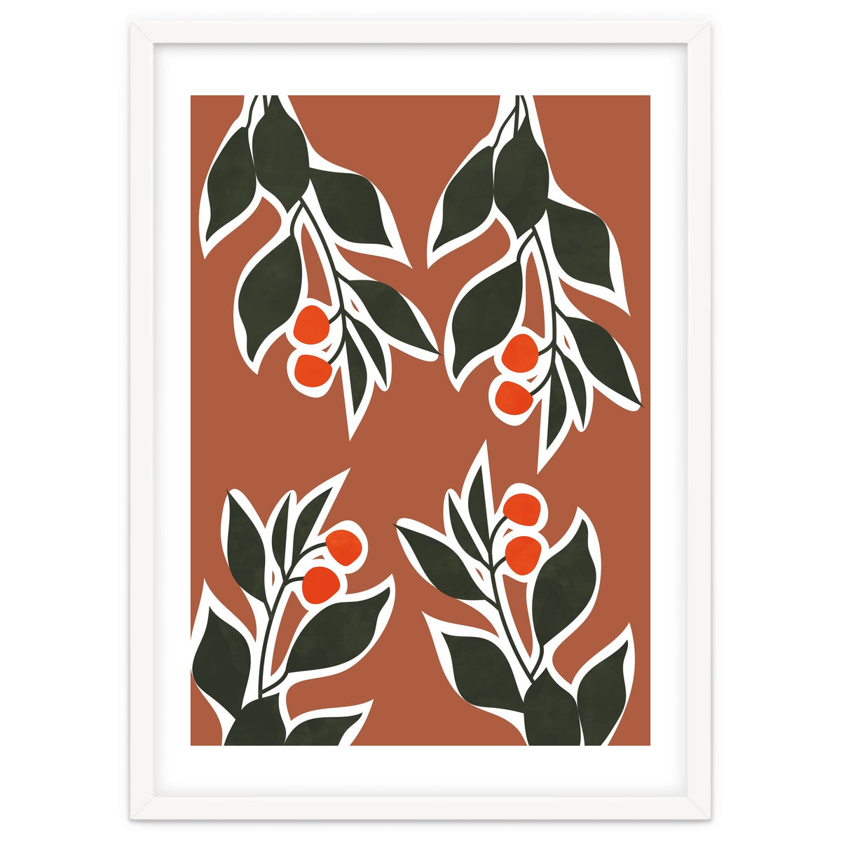 Red Cherry Leaf Boho Botanical II