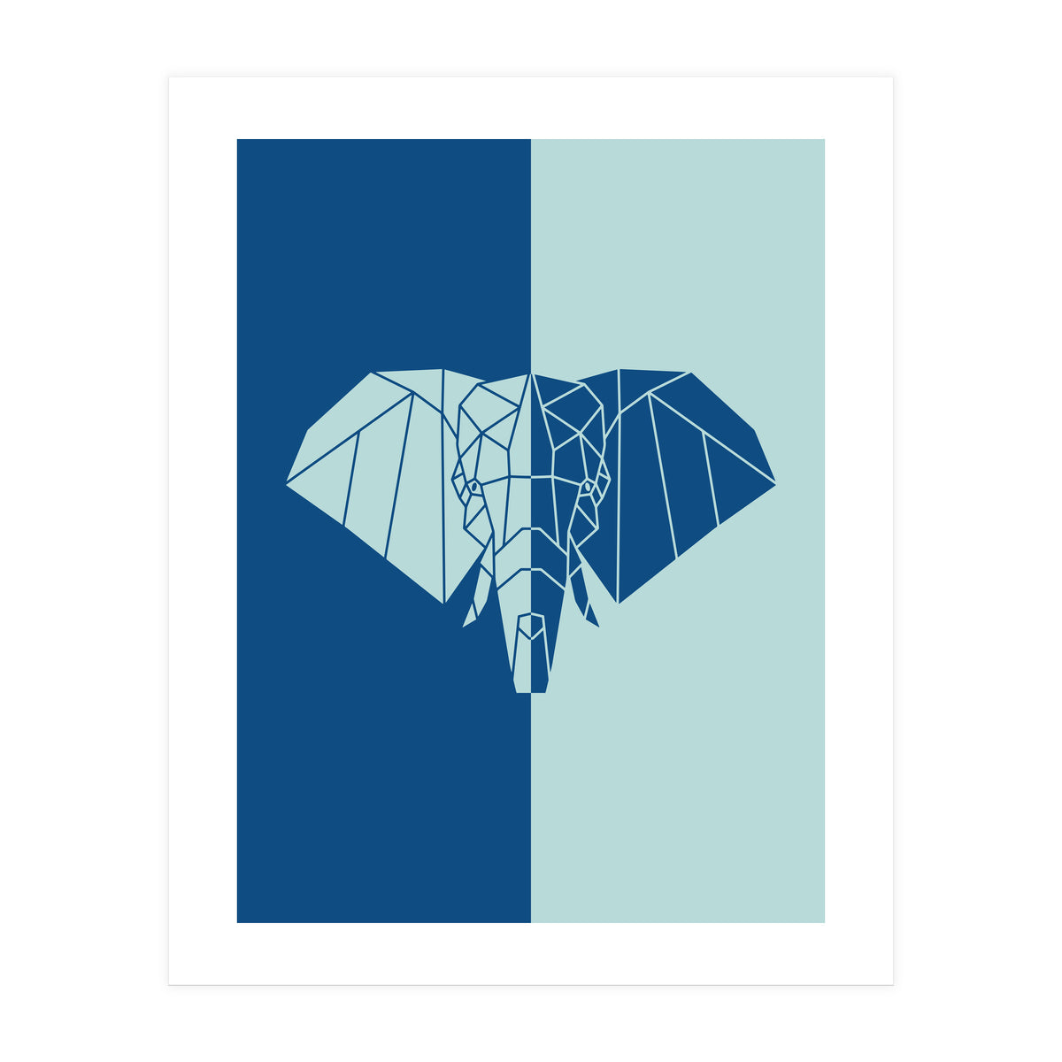 ELEPHANT IN BLUE ! POLYGON ART (Print Only)