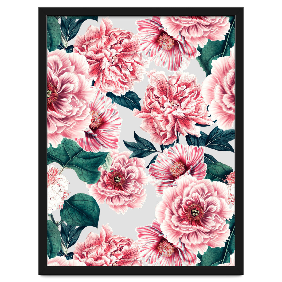 Pattern pink vintage peonies
