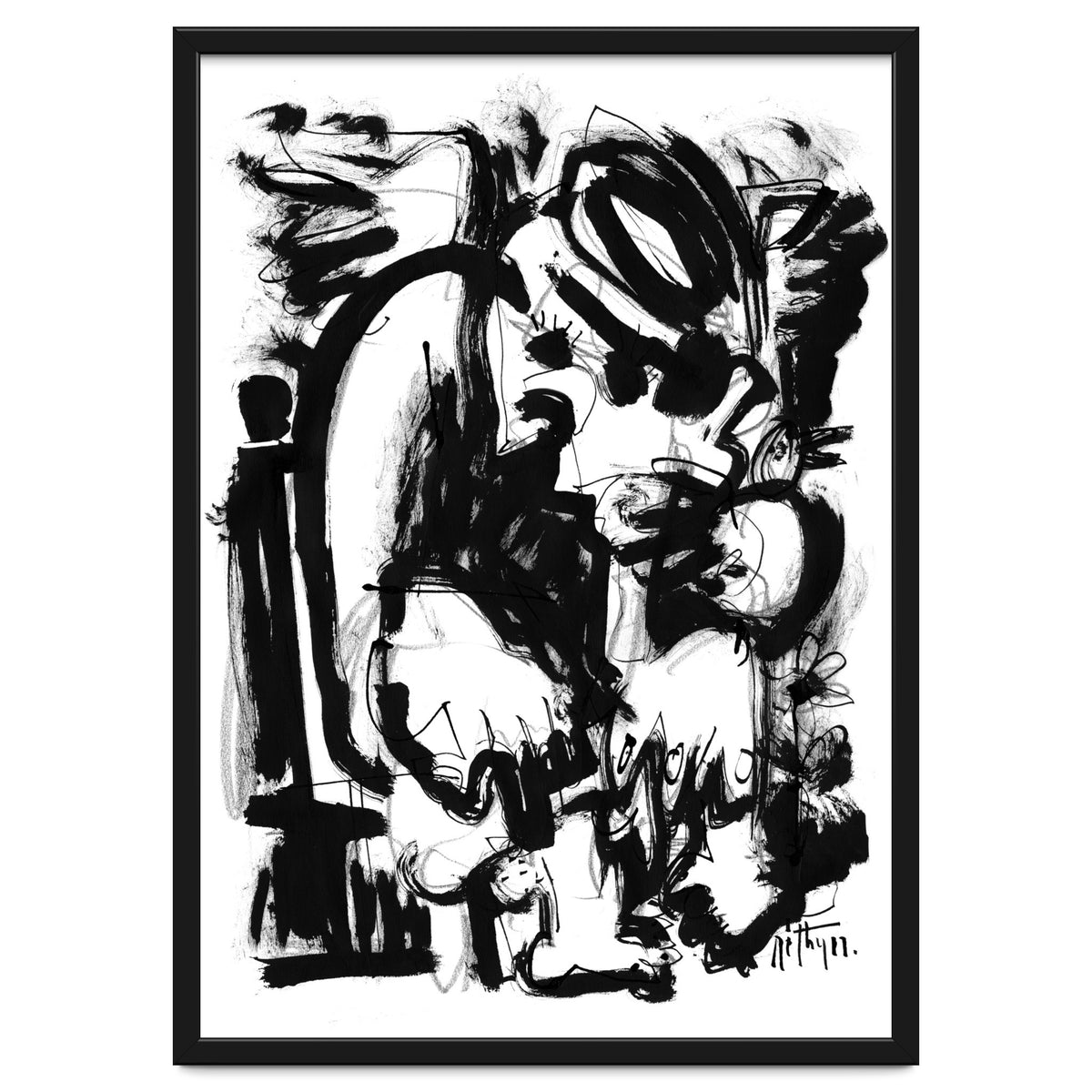 Saint With Bird - b&w