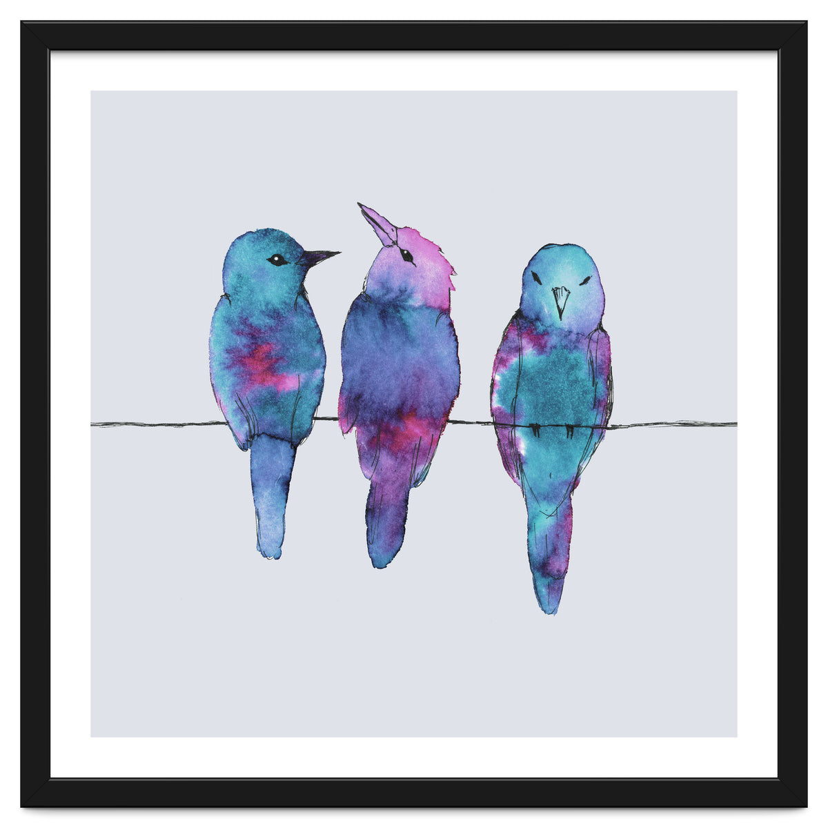 Three birds on a wire