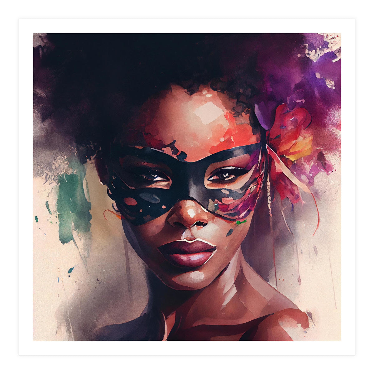 Watercolor Carnival Woman #3 (Print Only)