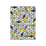 Colorful Concrete Cubes - Yellow, Blue, Grey (Print Only) thumbnail