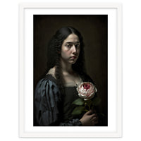 Sad Young Woman Moody Vintage Dark Painting