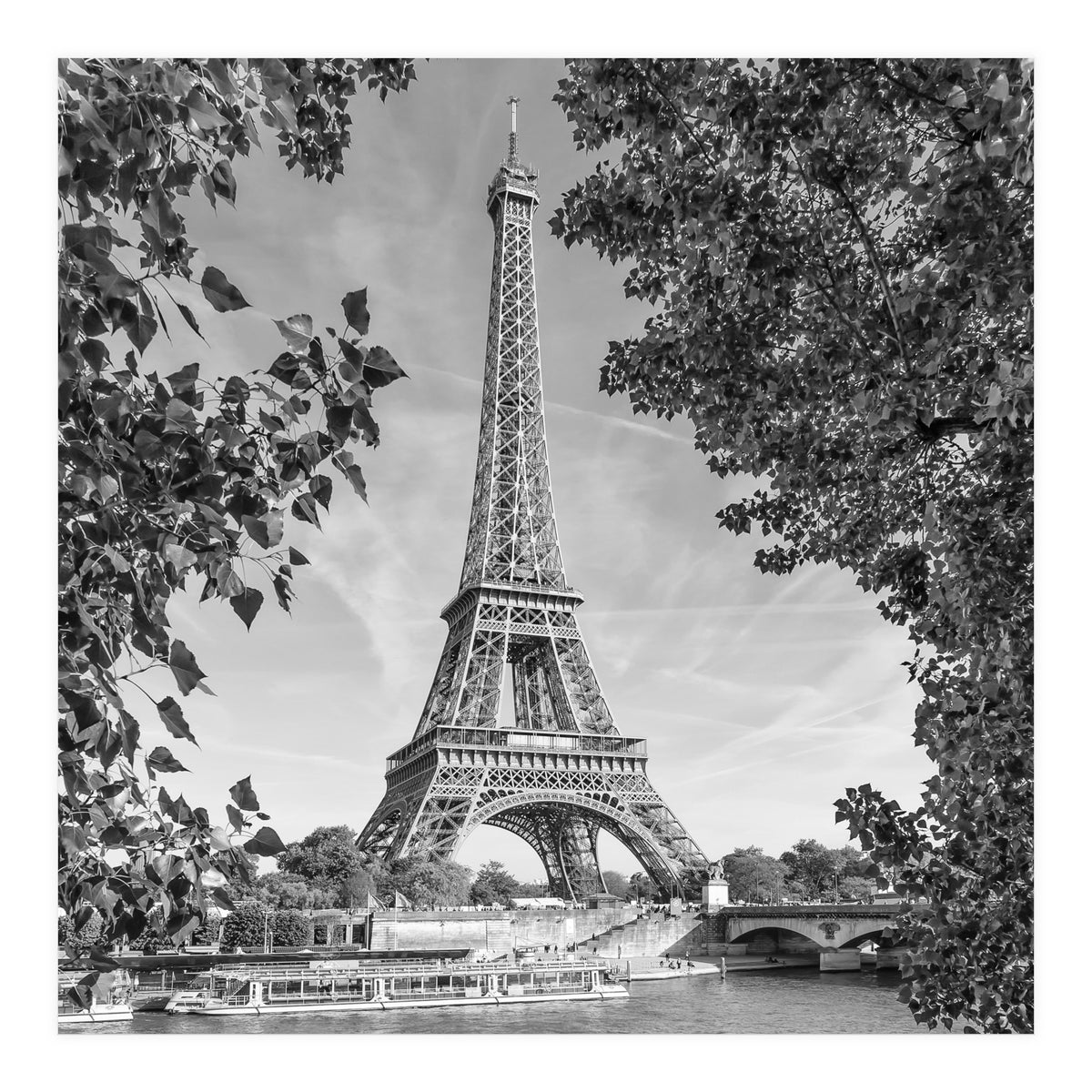 PARIS Eiffel Tower & River Seine | Monochrome (Print Only)