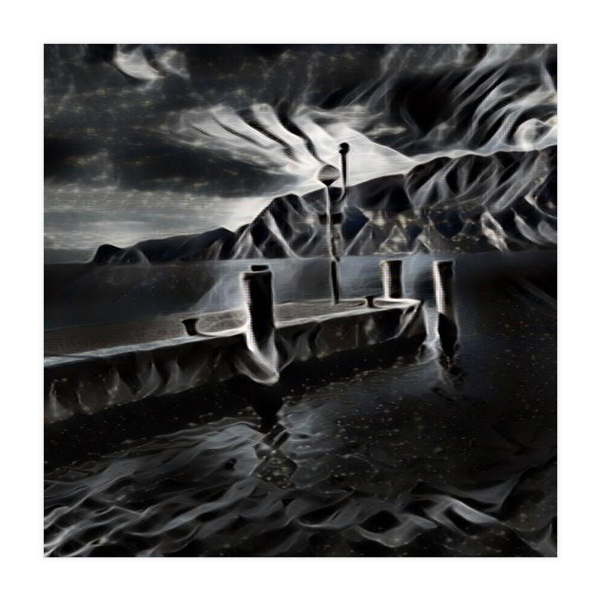 Pier at a smokey night. (Print Only)