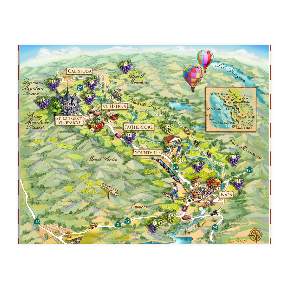 Napa Valley Illustrated Map (Print Only)