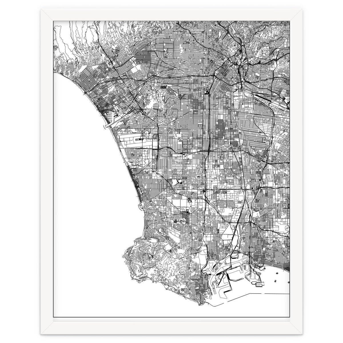Los Angeles White Map
