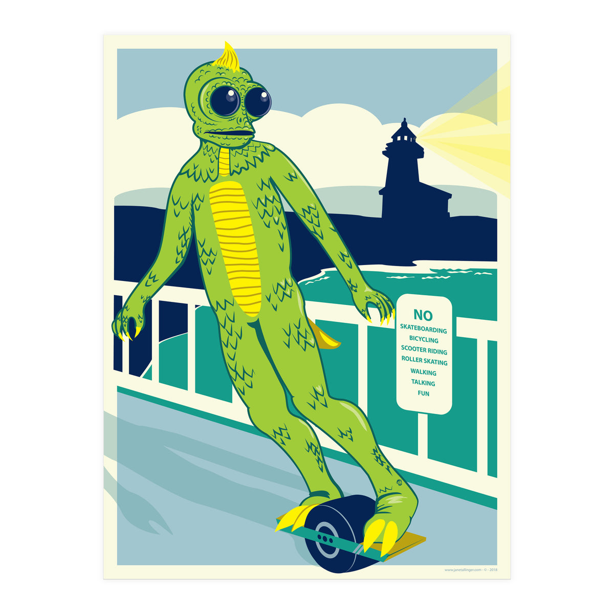 Sleezstak riding One Wheel (Print Only)