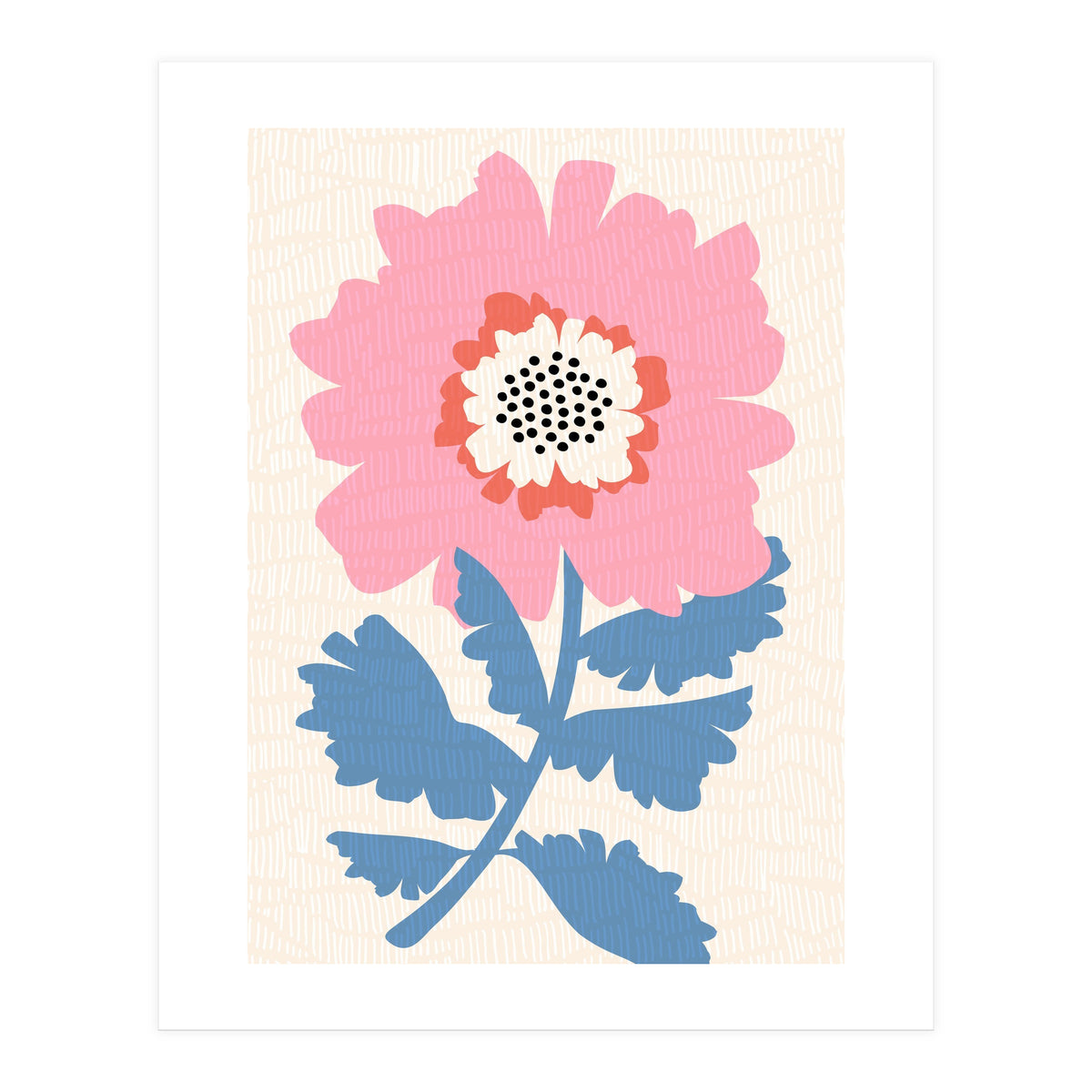 Pink Modern Folk Art Flower (Print Only)