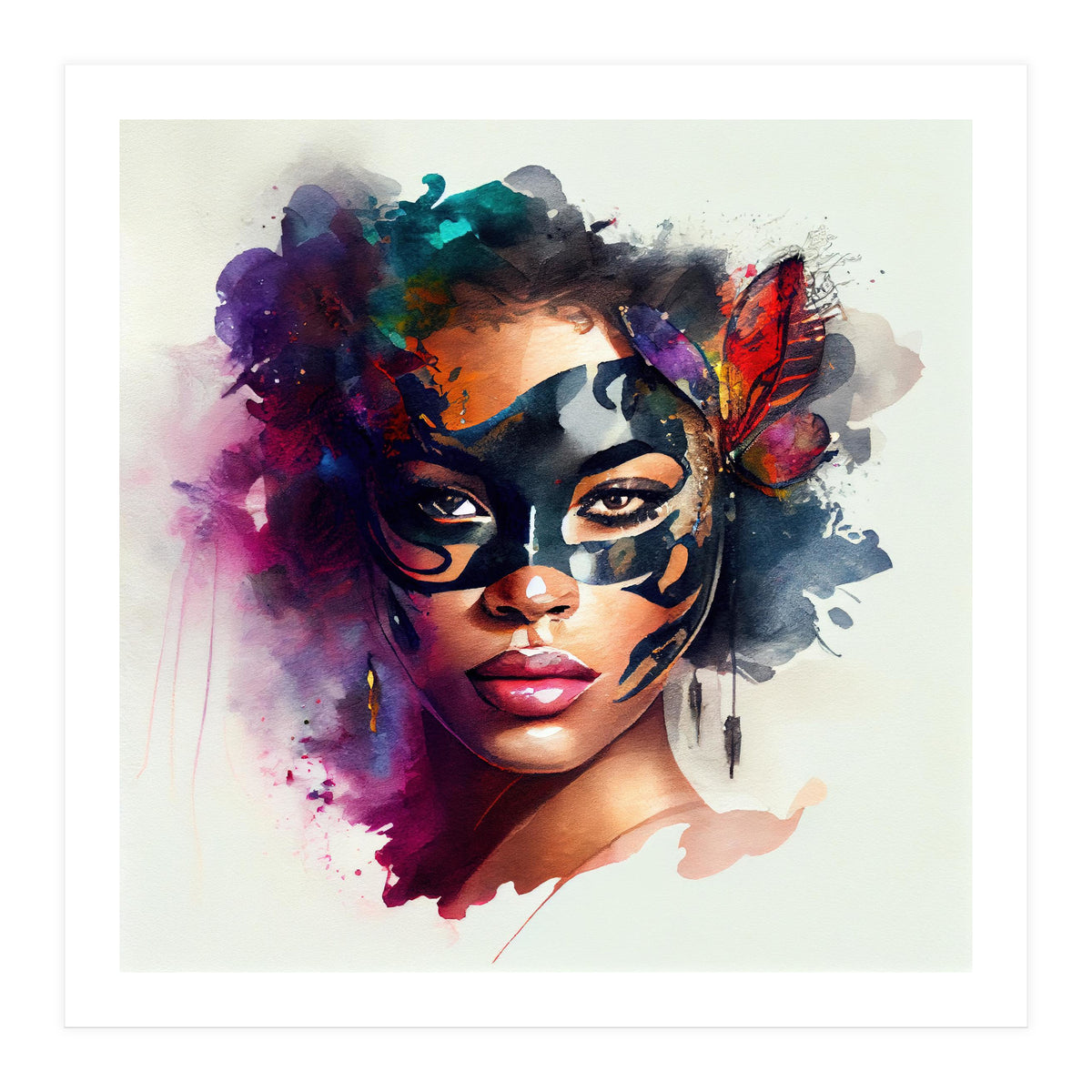 Watercolor Carnival Woman #2 (Print Only)