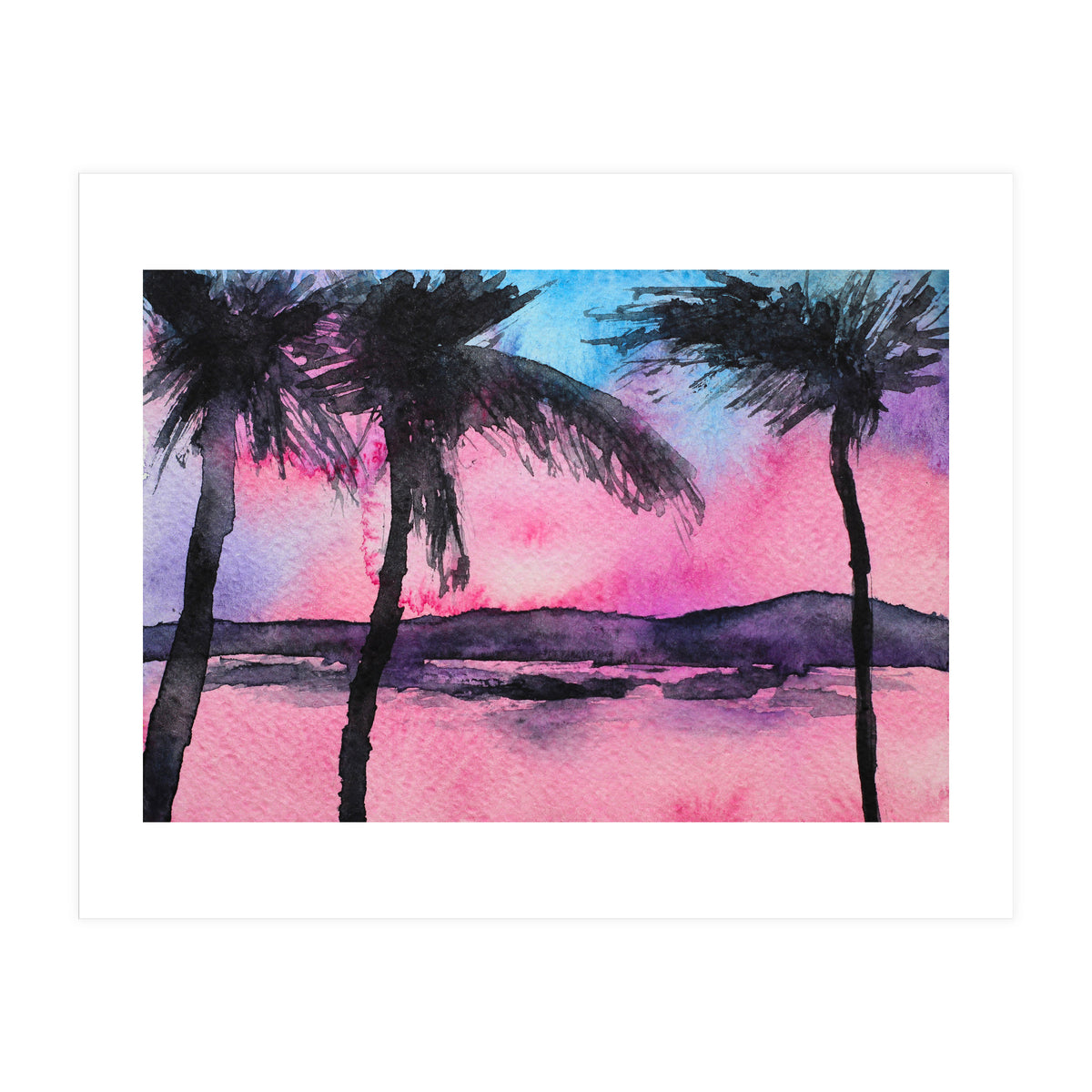 Tropical sunset || watercolor (Print Only)