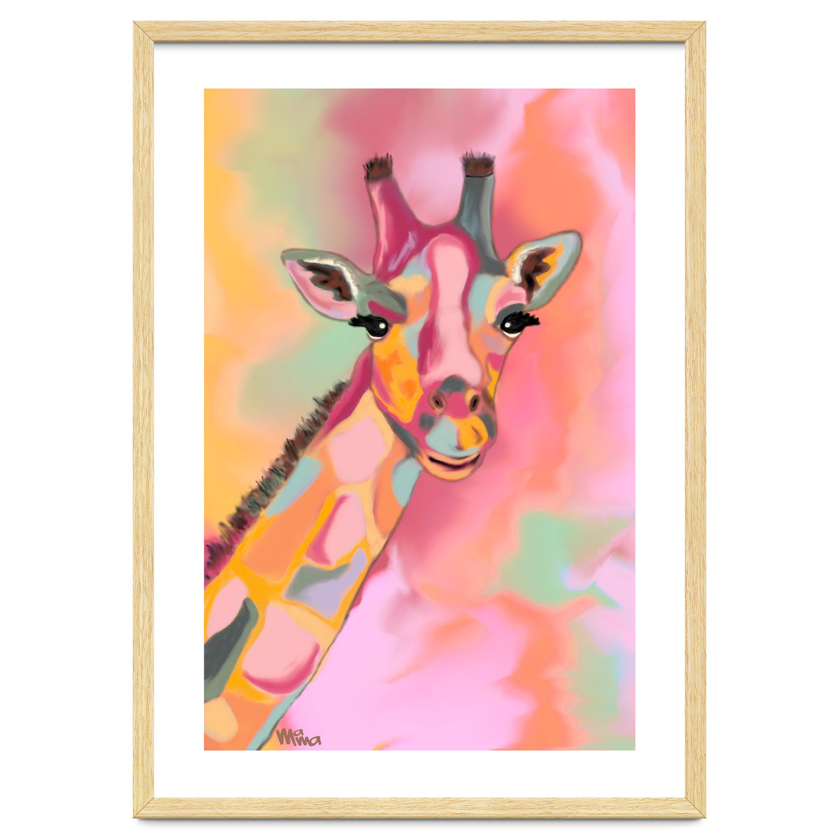 Giraffe Reaching the Rainbow