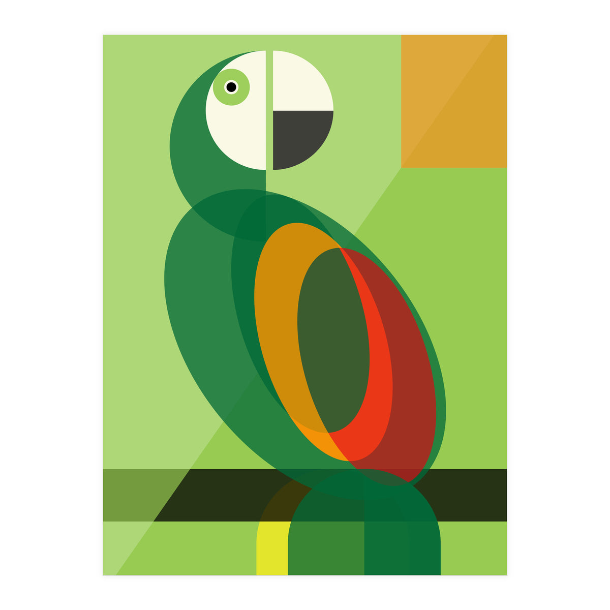 Mid Century Geometric Parrot (Print Only)