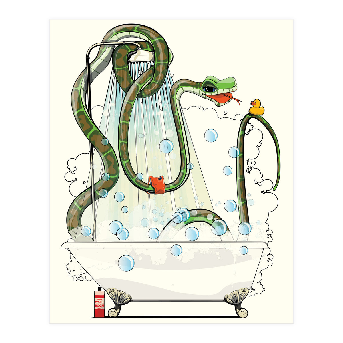 Snake in the Bath, Funny Bathroom Humour (Print Only)