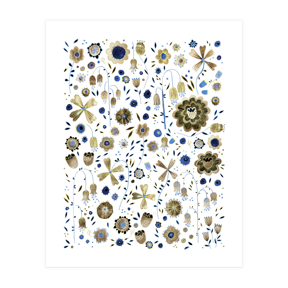 Indigo Flower Golden Mashup (Print Only)