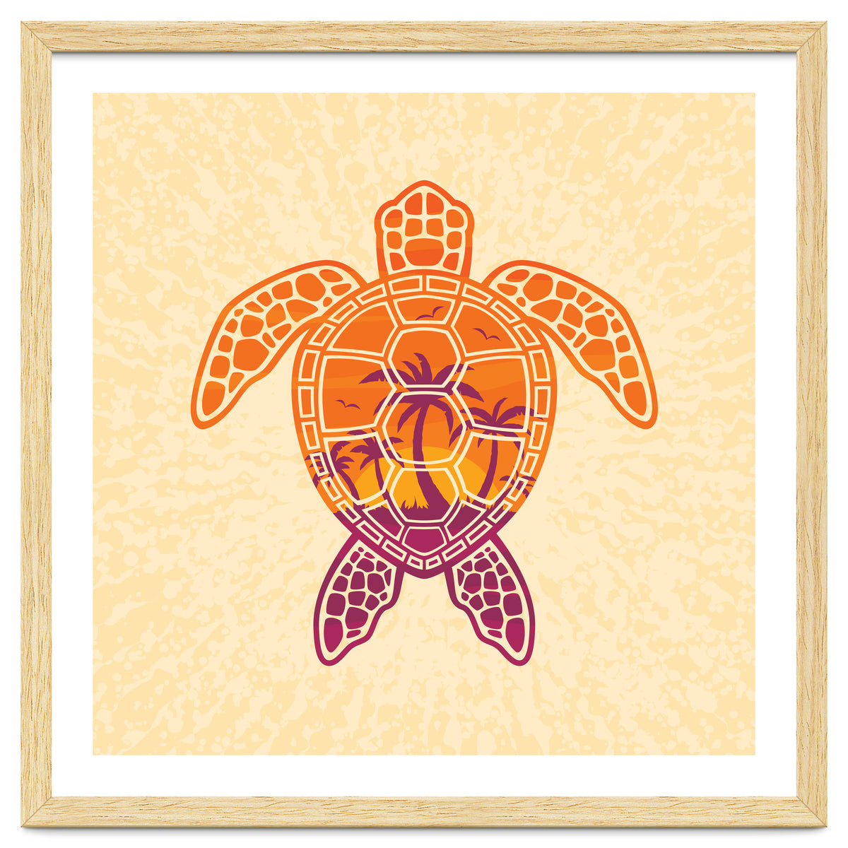 Tropical Sunset Sea Turtle Design