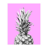 Black and White Pineapple Pink Background (Print Only)