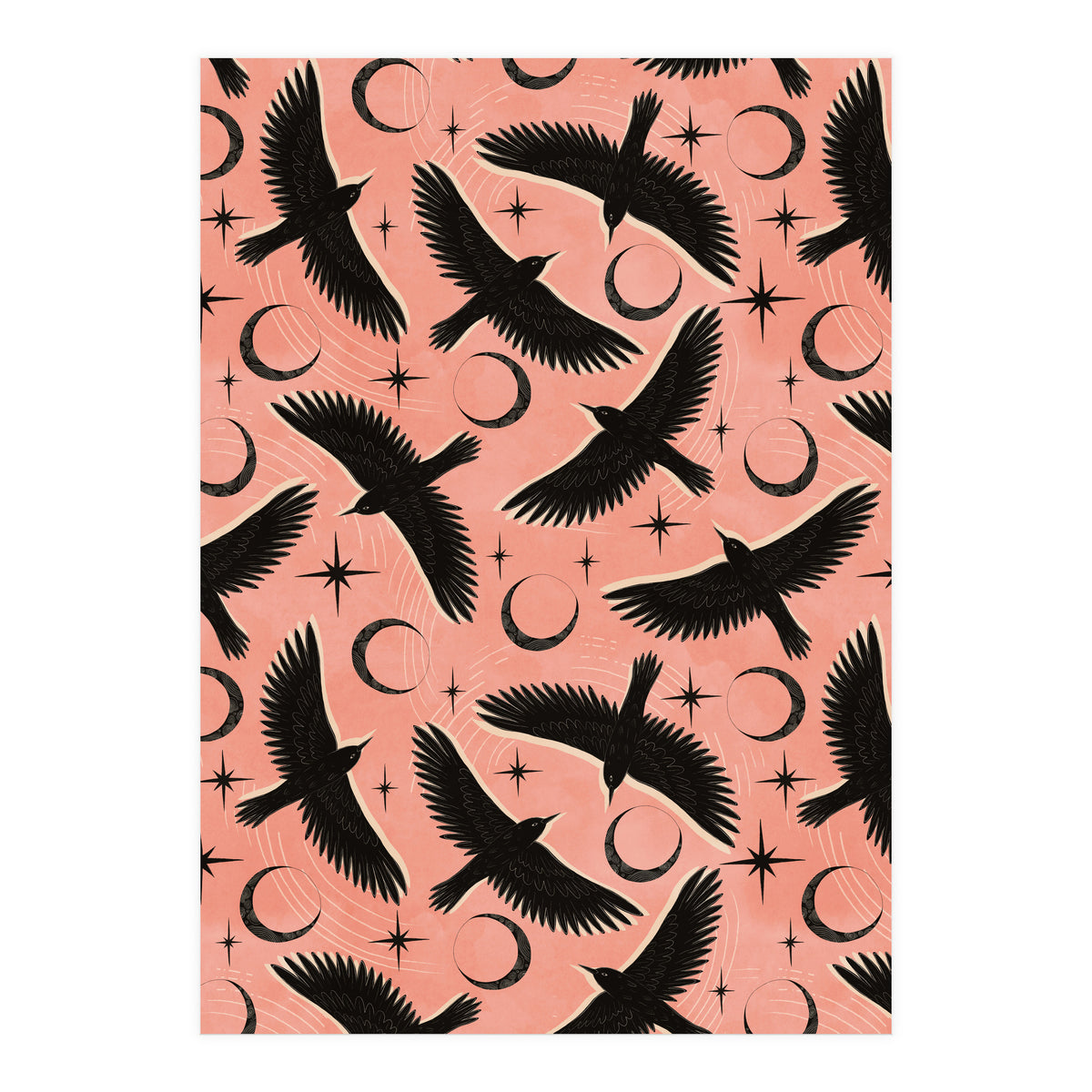 Black Birds With Moons (Print Only)