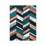 Abstract Chevron Pattern - Copper, Marble, and Blue Concrete (Print Only) thumbnail