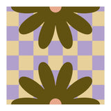 Retro Geometric Simple Flower on Checkerboard (Print Only) thumbnail