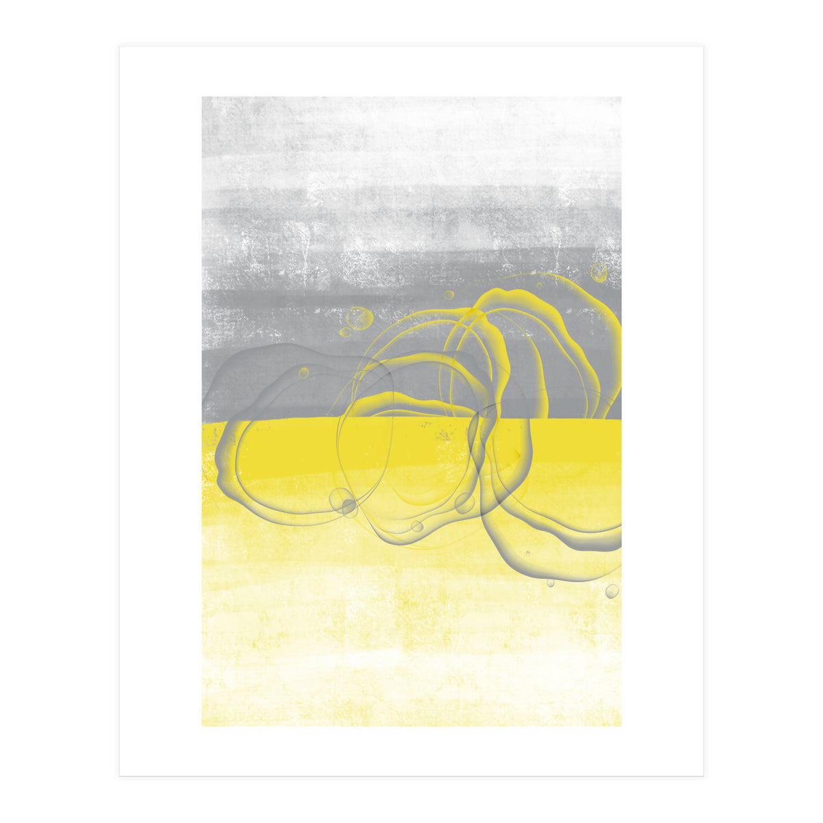 Abstract Painting No. 53 - Bubbles | Illuminating Yellow & Ultimate Grey (Print Only)