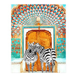 Take Your Stripes Wherever You Go Painting, Zebra Wildlife Architecture, Indian Palace Door Painting  (Print Only) thumbnail