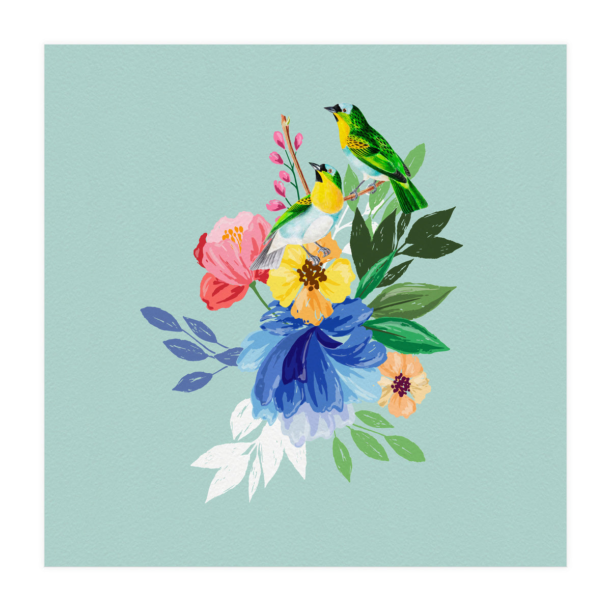 Flowers And Birds (Print Only)